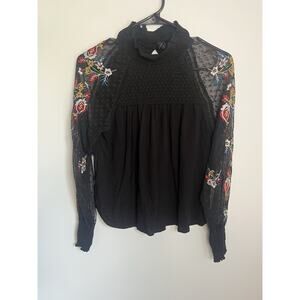 Banjara Women’s Small Embroidered Colorful Floral Mesh Long Lantern Sleeves Boho